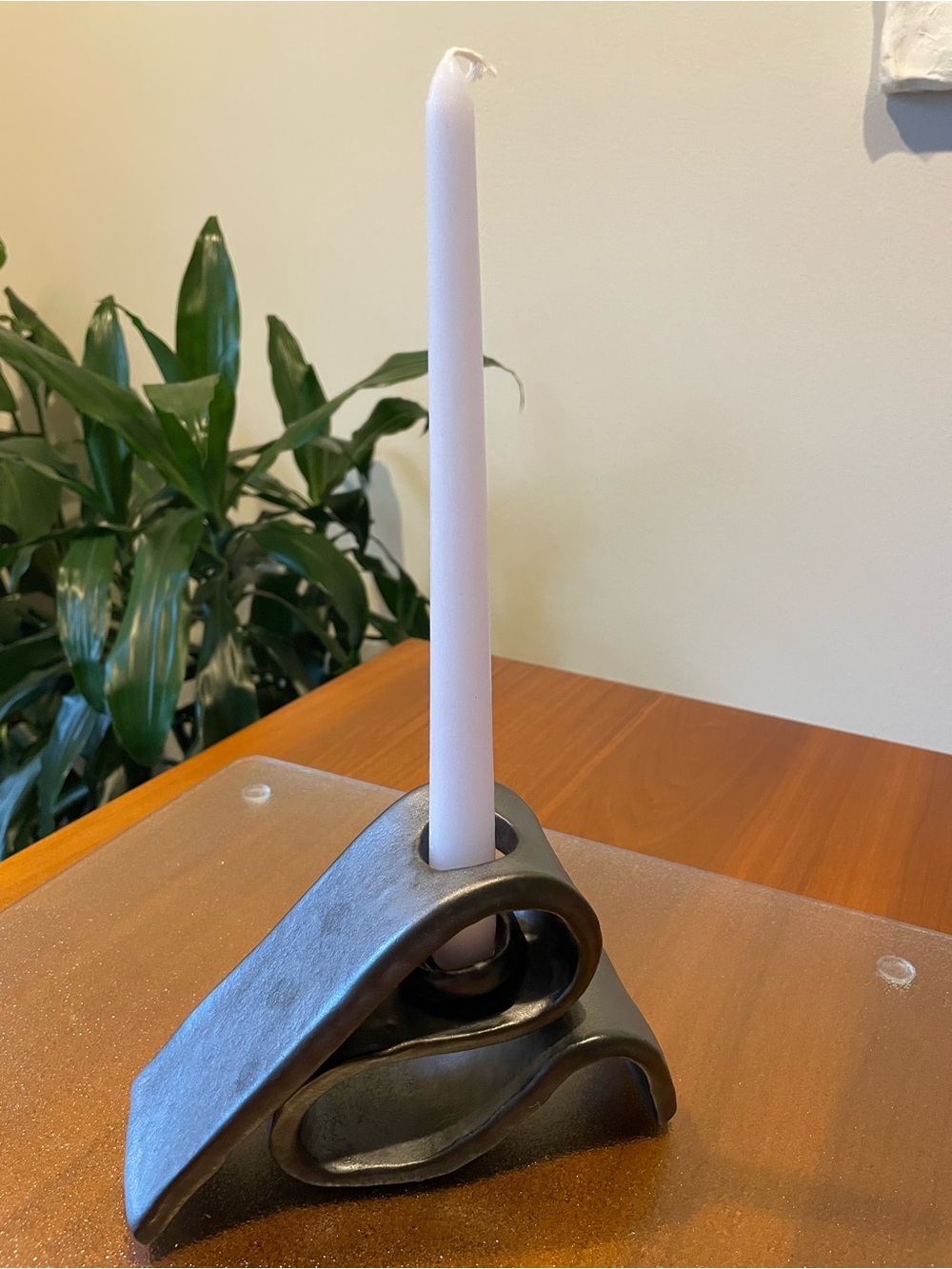 Handmade Sculptural Black Ceramic Candle Holder
